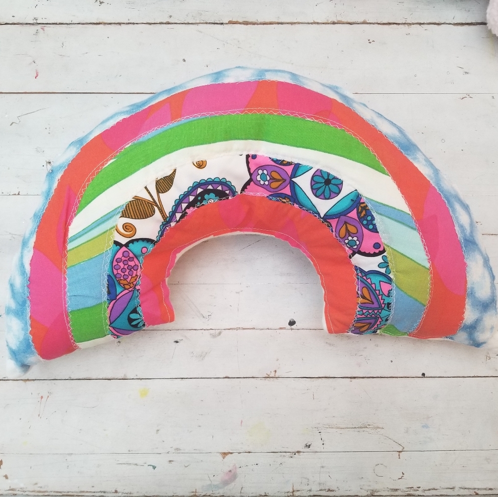Quilted rainbow pillow